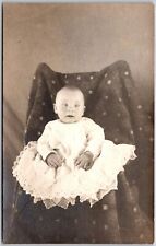 Baby Infant White Dress Polka Dotted Seat Cover Postcard picture