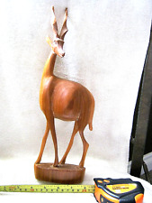 Vintage Hand-Carved Wooden Antelope/Gazelle 13 3/4” Tall picture