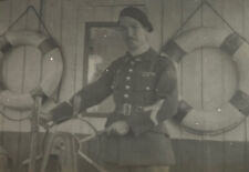 WWI RPPC Soldier Captain Of A Boat￼ Photo postcard Captaining￼ picture