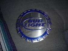 VINTAGE BUD LIGHT METAL 12 INCH ROUND SILVER ,BLUE AND RED HIGHLIGHTS.SEALED picture