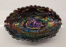 Vintage Fenton Carnival Glass Trinket Dish Floral Scalloped Edges Amethyst  picture