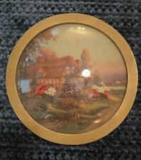Antique Vintage Picture Frame Gold Art Decor Ornate round convex bubble circle  picture