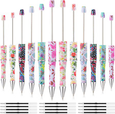12 Pcs Plastic Beadable Pens Cute Bead Pens Floral Bead Pen Ballpoint Pen Shaft  picture