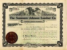 Summers Johnson Lumber Co. - Stock Certificate - Lumber Stocks & Bonds picture