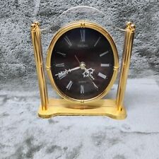 Vintage Seiko Quartz Lucite and Brass Desk Mantle Clock QQZ337S - Made in Japan picture