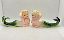 Vintage Palmar Japan Blonde Mermaids Salt And Pepper Shakers Topless Mermaid S&P picture