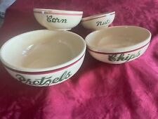 Vintage Set Stackable Pretzel, Chips, Corn & Nuts Snack Oven Ware Bowls picture