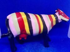 Vintage K's Collection Multicolored Stripes Hand Painted Cow Figurine picture