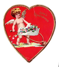 VTG ANTIQUE VICTORIAN RAPHAEL TUCK UNUSED VALENTINE CARD WITH NUDE ANGEL CUPID picture