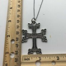 Khachkar Men Armenian Cross Pendant Stainless Steel with 22 inch Necklace Chain picture