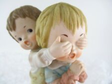 Vintage Japanese Ceramic Bisque Boy & Girl Figurine Playing 