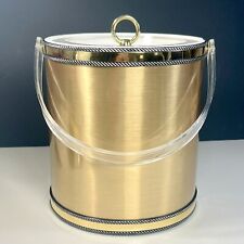 Vintage Georges Briard Gold Ice Bucket Silver Metal Accents Lucite Handle MCM picture