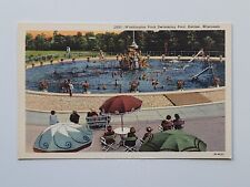 Vintage Postcard Washington Park Swimming Pool Linen Racine Wisconsin WI 1943 picture