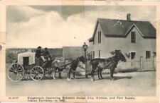 Fred Harvey Dodge City Kansas Stagecoach Indian Territory supply postcard picture