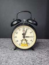 Vintage 1978 Sunbeam Garfield Wind Up Alarm Clock Black Tested And Working  picture