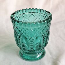 Vintage Glass Candle Holder Votive Toothpick Holder Green picture