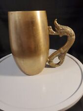 VINTAGE SOLID BRASS MUG CUP STEIN With Dragon Handle TANKARD picture