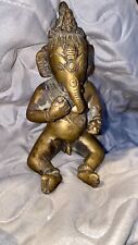 Vintage Old Ganesha Brass Statue Hindu Very Heavy 4”Tall Ganesh Hindu picture