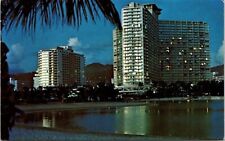 Ilikai Waikiki Yacht Harbor Postcard 1976 WOB Note Reflection Hotel PM Travel picture