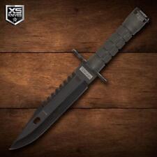 Tactical Fixed Blade Bayonet Green Handle Survival Hunting Knife + Sheath 12.75