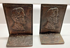 Vintage PRESIDENT ABE ABRAHAM LINCOLN metal BOOKEND Profile Set picture