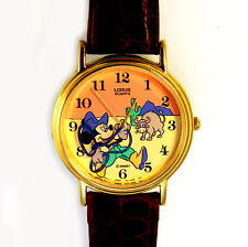 Mickey Disney Lorus Cowboy Spinning Lasso, Unworn, Brown Band, RWG028 Watch $95 picture