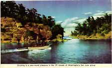 Vintage Postcard- Boat on water, WA 1960s picture