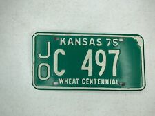 1975 Kansas License Plate Johnson County Tag# C 497  Low Number Wheat Centennial picture