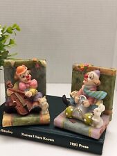 VTG. Set of2 Colorful Clown Bookends. Amazing Details picture