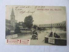 1912 Grand Prix Del Belgio Postcard With Pirelli Tire Advertising & Stamp  picture