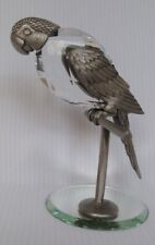 Vintage SWAROVSKI Manon 1984 Crystal Parrot on Perch Silver Toned Figure picture