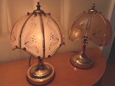 Vintage Brass Glass Touch Table Lamps Set 1990s 1980s Girly Deco picture