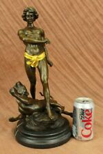 Gold Patina Young Tarzan Killing Leopard Bronze Sculpture Hot Cast Figure Figure picture