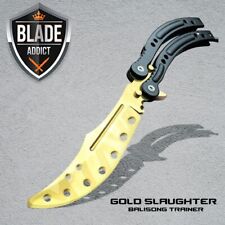 CSGO Practice Knife Balisong Butterfly Trainer Blade - Non Sharp Dull - Gold picture
