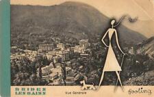 Brides-les-Bains, France Vue Générale Art Deco Dog c1920s Vintage Postcard picture