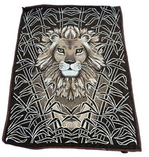 Vintage BIEDERLACK Lion Reversible Blanket 72” X 53.5” West Germany Lion Face picture
