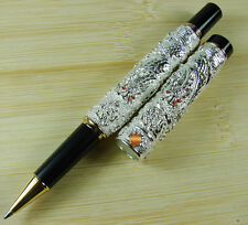 Jinhao Two Dragon Playing Pearl RollerBall Pen , Sliver Collection Gift Pen picture