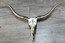 Vtg MCM Aluminum Metal  Long Horn Steer Skull Modern Wall Art 14