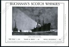 1915 WWI food ship Thames at night Buchanan's B&W Scotch whisky BIG vintage ad picture