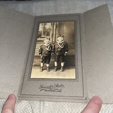 Antique Matted Photo Children In Navy Uniform - Sincaster Studio Waterbury CT picture