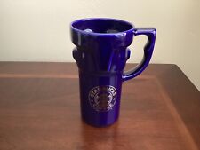 Vintage Starbucks Cobalt Blue Gold Logo Travel Coffee Mug Cup Ceramic 12 Oz. picture