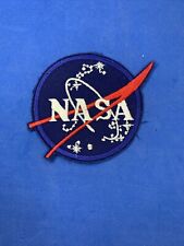 Vtg NASA Emblem Iron On Patch w Stars 3 inch  Red White Blue picture