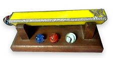 Vintage Stained Glass Kaleidoscope Triangle Rotating Marble Prism with Wood Tray picture