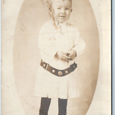 c1910s Cute Young Boy Portrait RPPC Baby White Dress Age Written Real Photo A214 picture