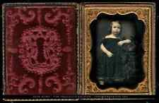 Tinted 1/4 Daguerreotype, Little Boy in Dress Holding Toy Hammer picture
