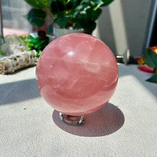 97mm Large Natural Rose Quartz Crystal Sphere Ball Healing Stone 1420g 3th picture
