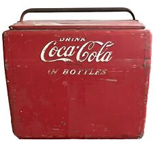 Vintage Drink Coca Cola Metal Cooler Icebox Action Mfg 1950's Large 16”x17”x12” picture