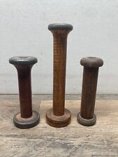Lot Of 3 Vintage wooden textile spools picture
