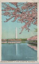 Washington DC Washington Monument Cherry Blossoms Postcard Posted 1929 picture