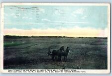 Pine River Minnesota Postcard Jake Stanley Newly Cleared Farm Horse 1921 Vintage picture